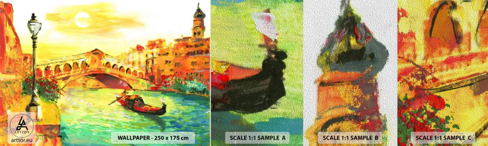 Échantillon de Papier Peint Premium Sand - Un pèlerinage d'amoureux - Venise, Ville, Architecture - 100x30 cm