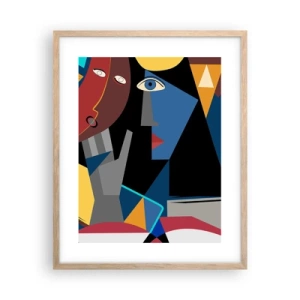 Affiche dans un chêne clair - Poster - Une conversation entre cubistes - 40x50 cm