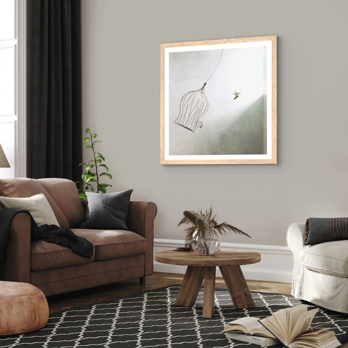 Affiche dans un chêne clair - Poster - Dans son élément - 50x50 cm