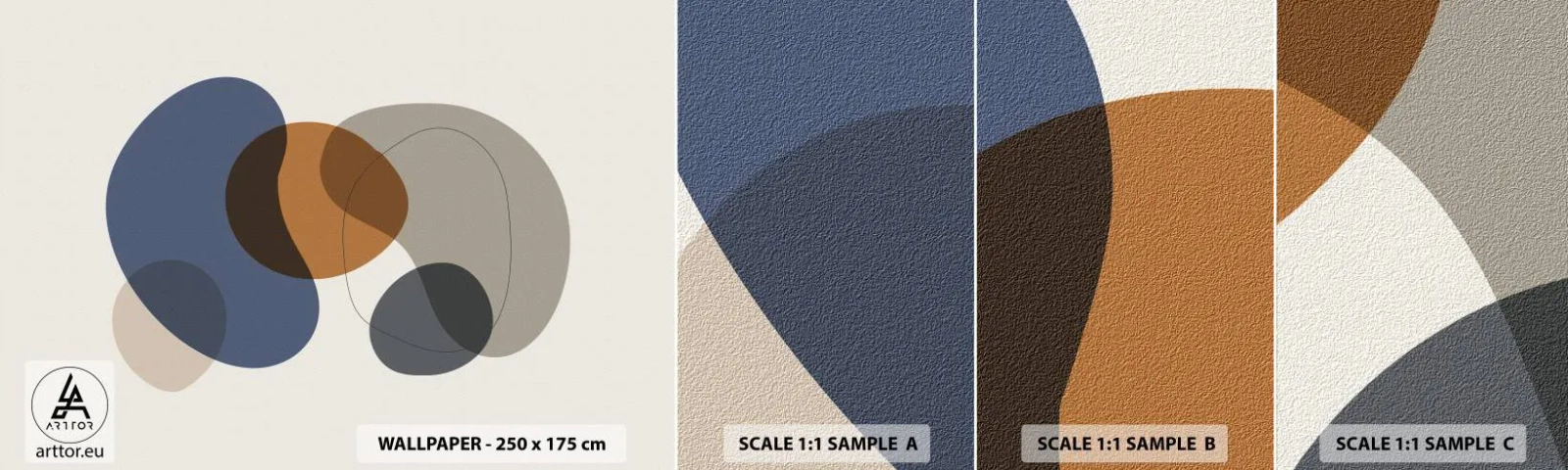 Échantillon de Papier Peint Autocollant Deluxe Sticker - Gouttes de couleur - Abstraction, Morceau, Graphique - 100x30 cm