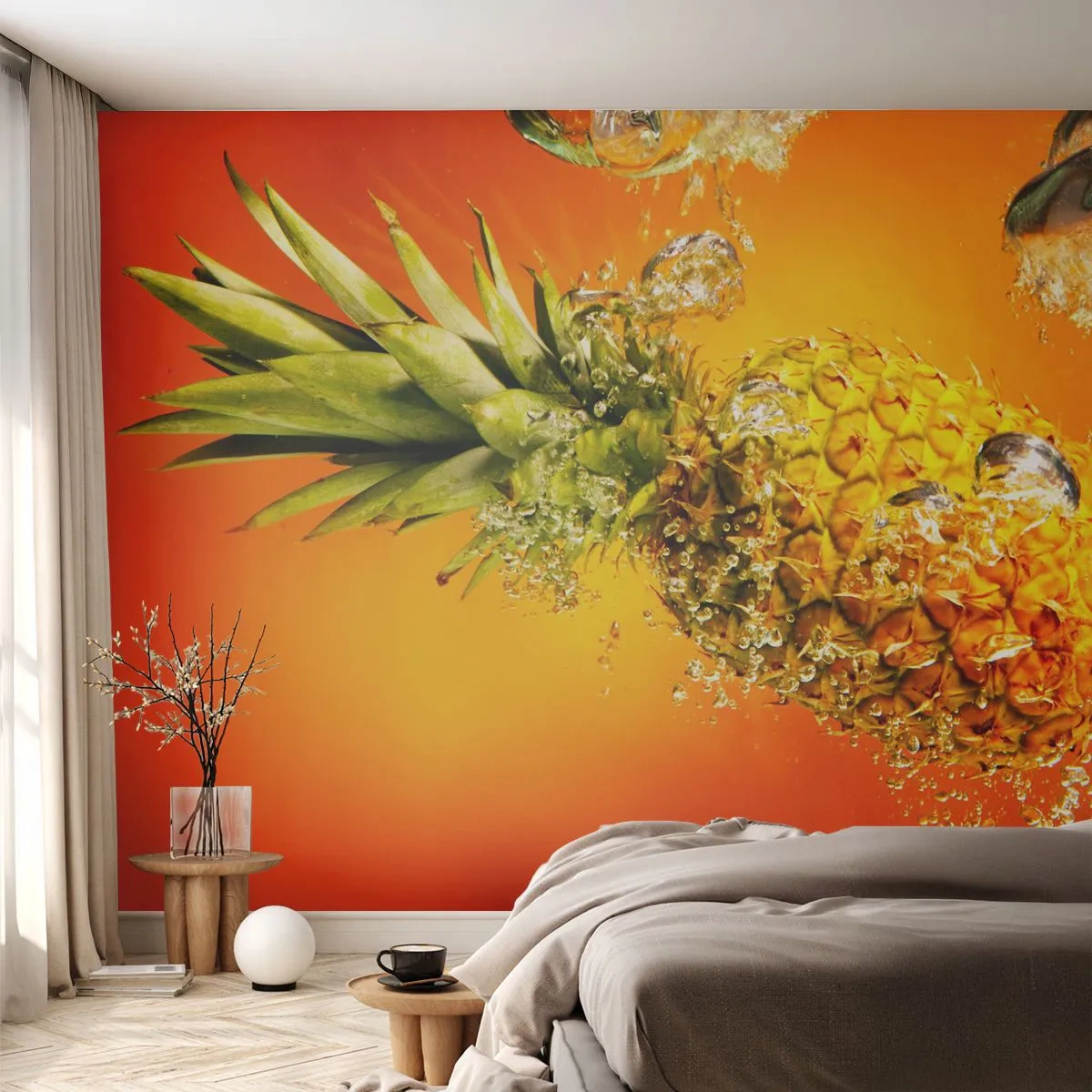 Papier Peint Photo Standard Eco - Fraîcheur juteuse tropicale - Fruit, Ananas, Eau - 400x280 cm