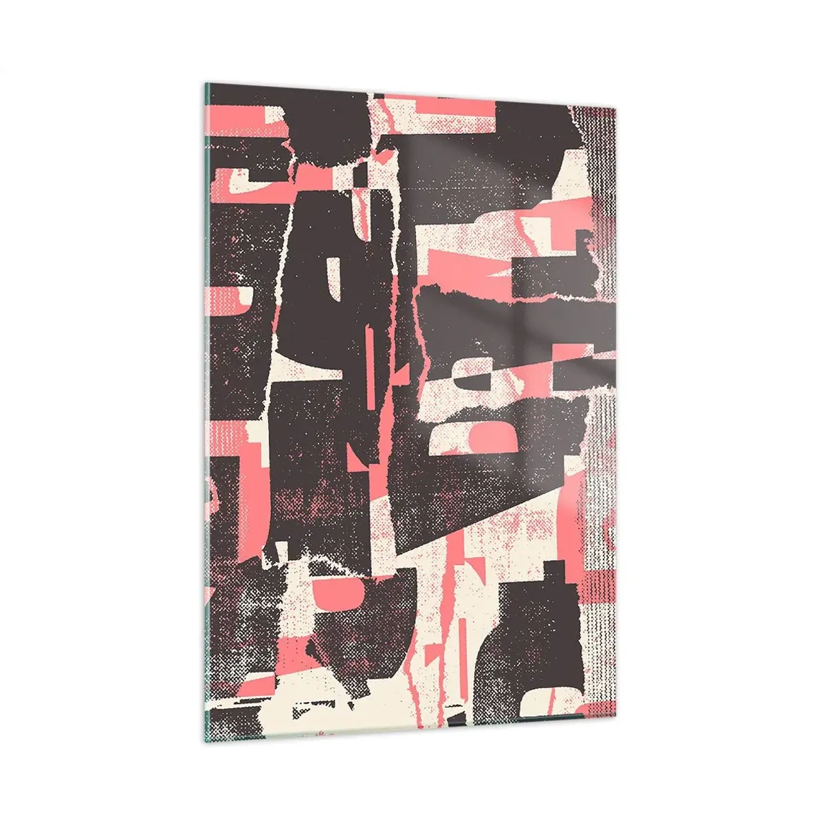 Impression sur verre - Image sur verre - Abstraction moderne en noir, rouge et beige - 50x70cm - Tout ce tapage - Décoration murale moderne pour le salon et la chambre ARTTOR