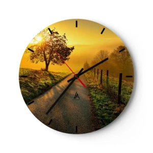 Horloge murale - Pendule murale - La route est éclairée par les rayons du soleil du matin - 30x30cm - Après-midi de miel - Décoration murale moderne pour le salon, la cuisine et la chambre ARTTOR