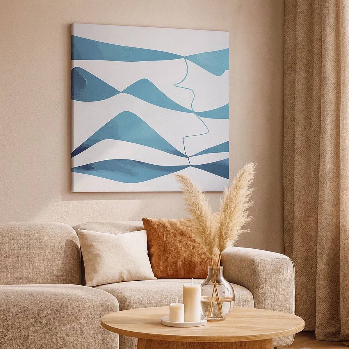 Impression sur toile - Image sur toile - Abstraction : composé turquoise - 30x30 cm