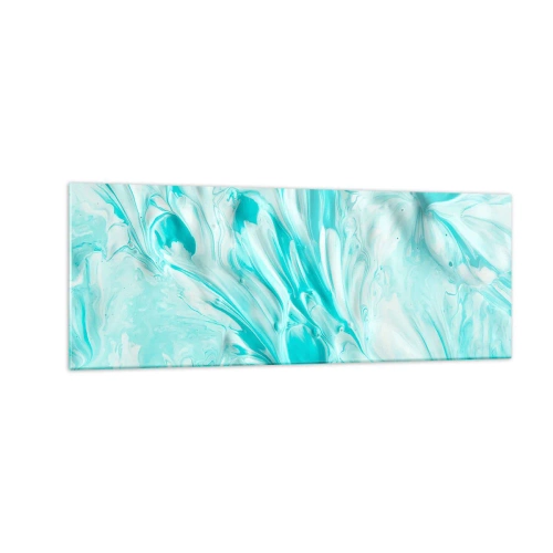 Impression sur verre - Image sur verre - Un motif abstrait dans des tons pastel de bleu et de blanc. - 140x50cm - Ensemble pour toujours - Décoration murale moderne pour le salon et la chambre ARTTOR