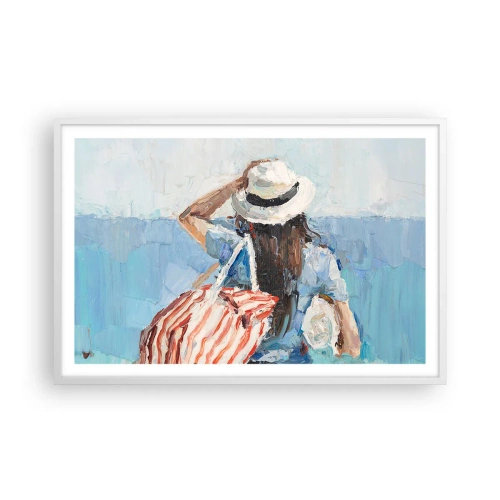 Affiche dans un cadre blanc - Poster - Bienvenue à vos vacances - 91x61 cm