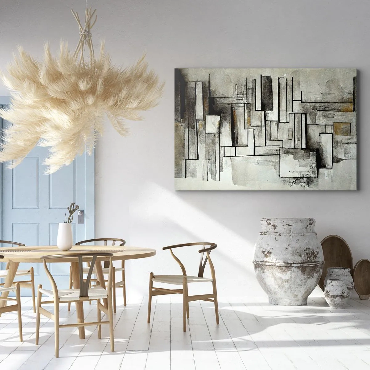 Impression sur toile - Image sur toile - Rectangles abstraits dans les tons de gris et de noir - 120x80cm - Le pouvoir de la simplicité - Décoration murale moderne pour le salon et la chambre ARTTOR