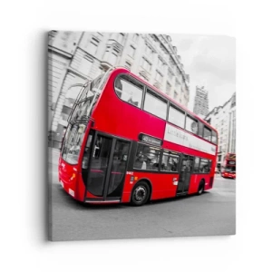 Impression sur toile - Image sur toile - Londres traditionnellement - en bus - 30x30 cm
