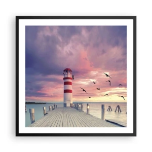 Affiche dans un cadre noir - Poster - C'est l'heure d'aller au port - 60x60 cm