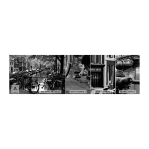 Échantillon de Papier Peint Premium Canvas - Une vue très hollandaise - Amsterdam, Vélo, Architecture - 100x30 cm