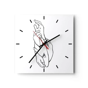 Horloge murale - Pendule murale - Un croquis minimaliste de mains jointes dans un geste de délicatesse. - 30x30cm - Bon contact - Décoration murale moderne pour le salon et la chambre ARTTOR