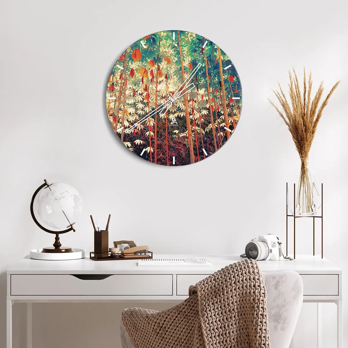 Horloge murale - Pendule murale - La vie secrète des feuilles - 40x40 cm