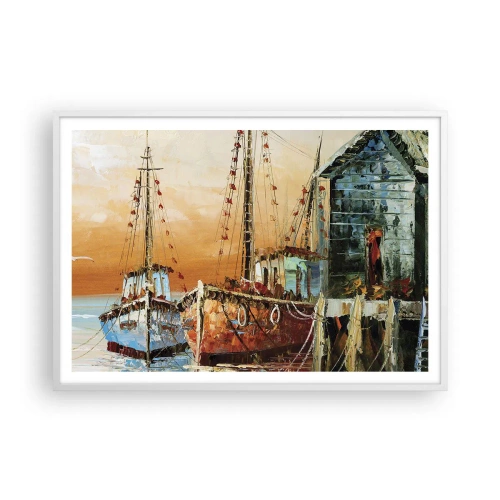 Affiche dans un cadre blanc - Poster - Retour tranquille - 100x70 cm