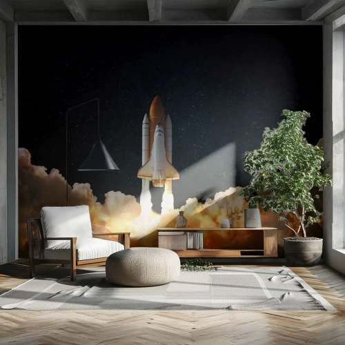 Papier peint sur mesure Premium Sand - Ad astra! - Cosmos, Astronomie, Vaisseau spatial