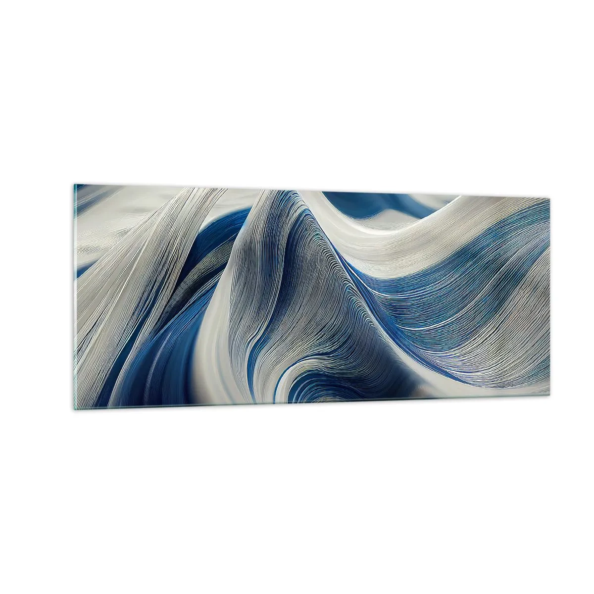 Impression sur verre - Image sur verre - La fluidité du bleu et du blanc - 100x40 cm