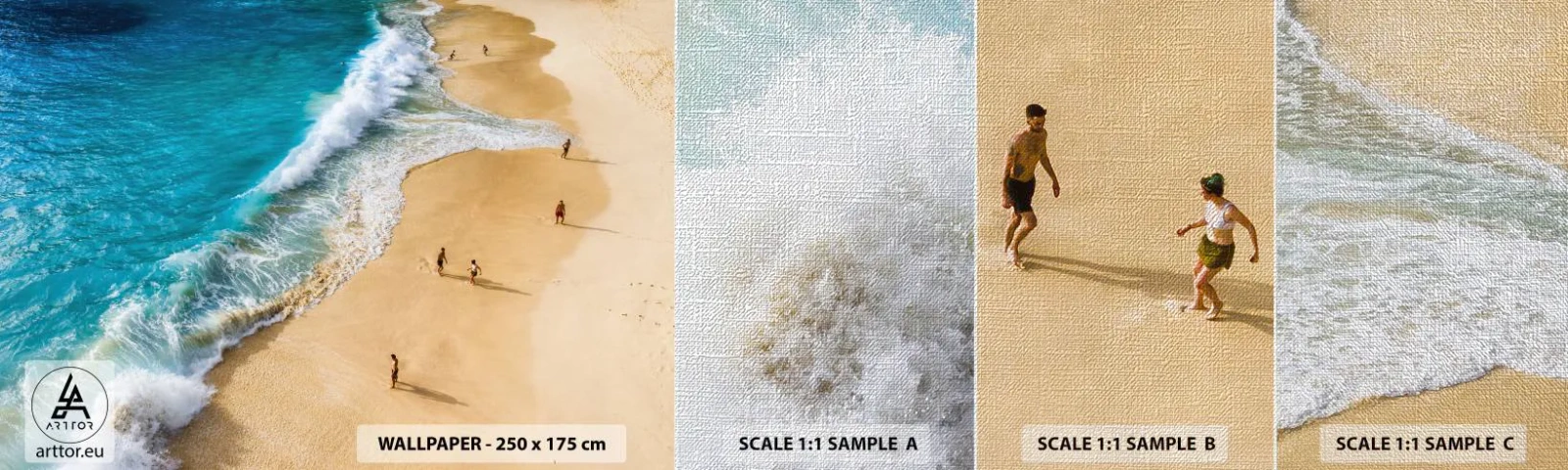 Échantillon de Papier Peint Premium Canvas - Et ensuite le soleil, la plage… - Plage, Bord de l'océan, Mer - 100x30 cm