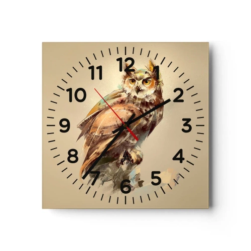 Horloge murale - Pendule murale - Le hibou le plus intelligent - confirmera la forêt de chênes - 40x40 cm