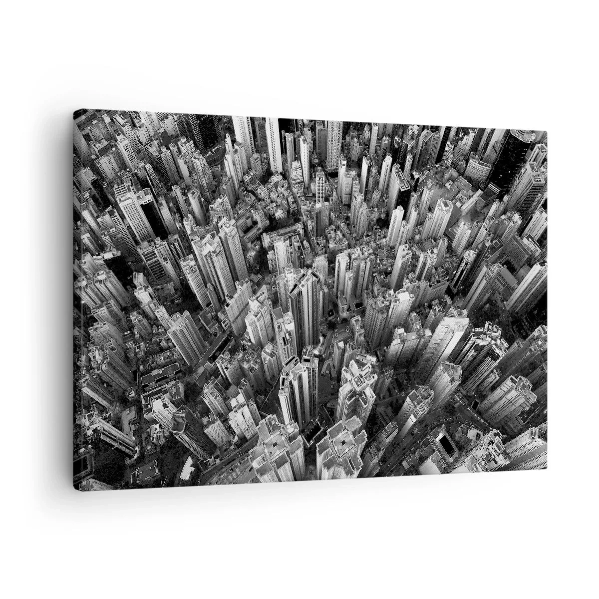Impression sur toile - Image sur toile - Vue aérienne de la ville en noir et blanc - 70x50cm - Toujours de plus en plus haut - Décoration murale moderne pour le salon et la chambre ARTTOR