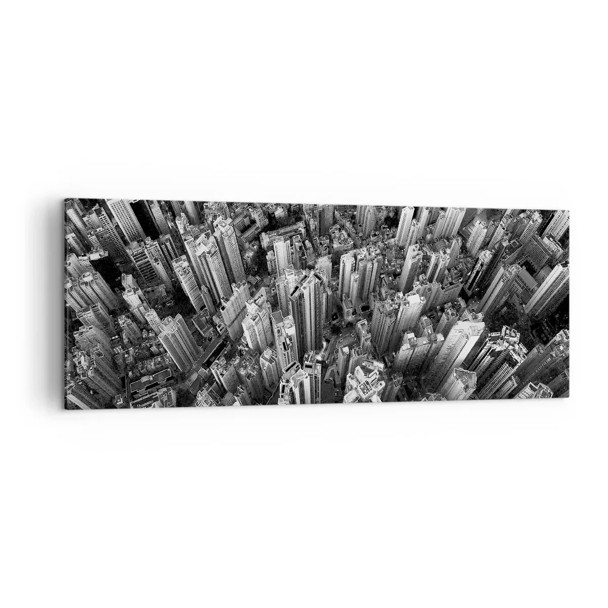 Impression sur toile - Image sur toile - Vue aérienne de la ville en noir et blanc - 140x50cm - Toujours de plus en plus haut - Décoration murale moderne pour le salon et la chambre ARTTOR