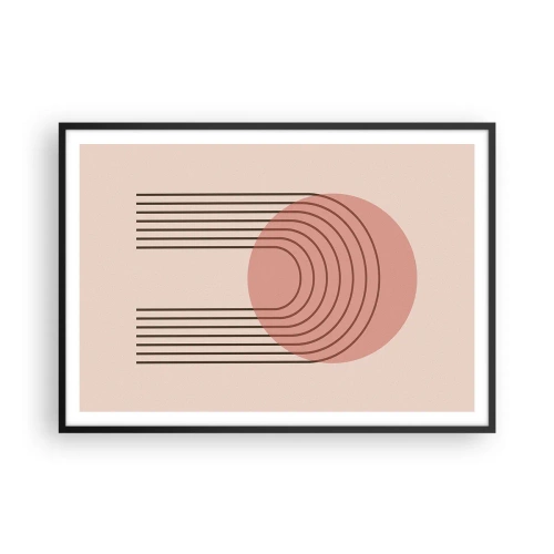 Affiche dans un cadre noir - Poster - Motif abstrait avec cercle et lignes roses - 100x70cm - Attraction irrésistible - Décoration murale moderne pour le salon et la chambre ARTTOR