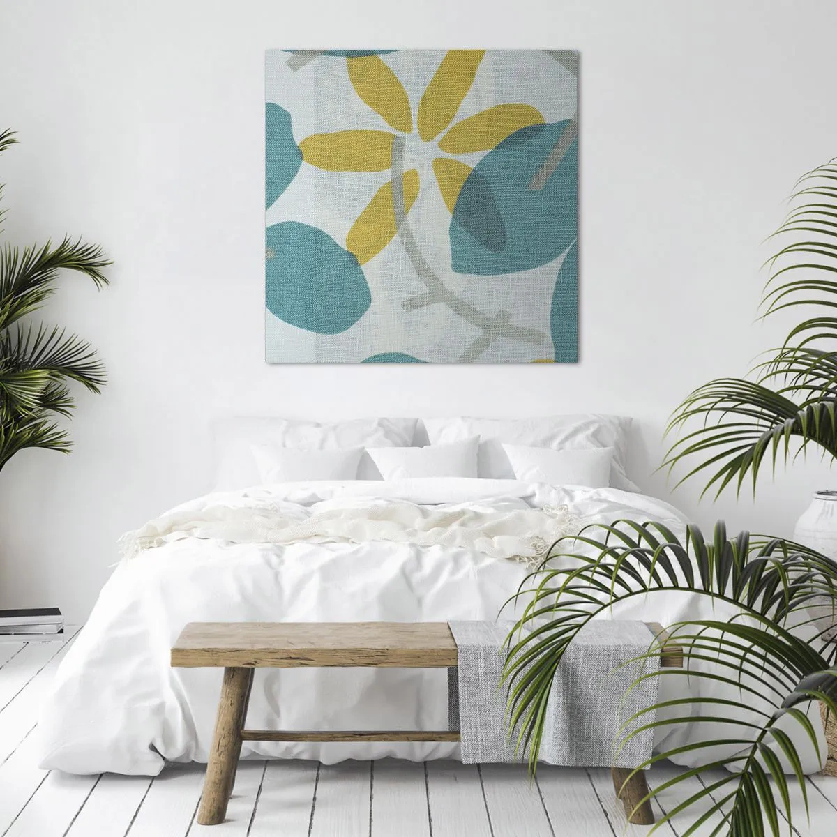 Impression sur toile - Image sur toile - Wśród lazurowych liści - 70x70 cm