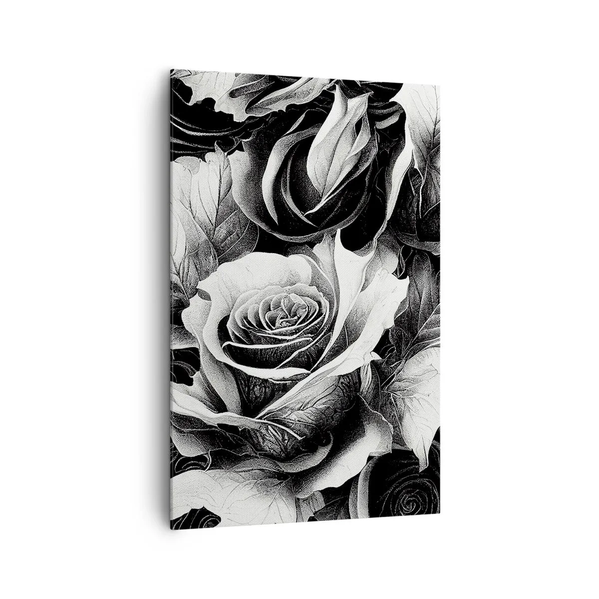 Impression sur toile - Image sur toile - Roses noires et blanches dans une composition élégante - 80x120cm - Toujours une reine - Décoration murale moderne pour le salon et la chambre ARTTOR