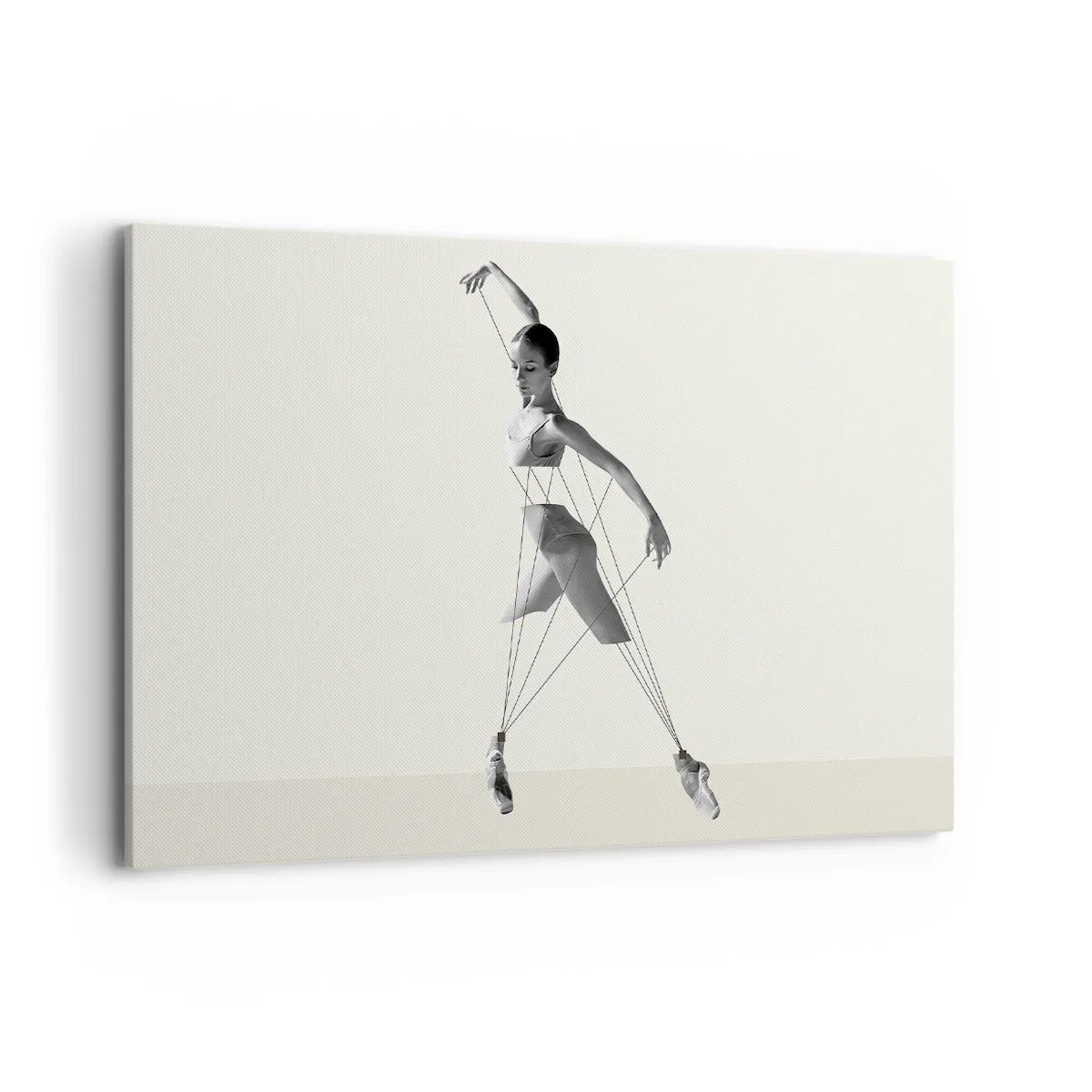 Impression sur toile - Image sur toile - Ballerine dans une interprétation géométrique avec des lignes - 120x80cm - Dans le théatre de la vie - Décoration murale moderne pour le salon et la chambre ARTTOR