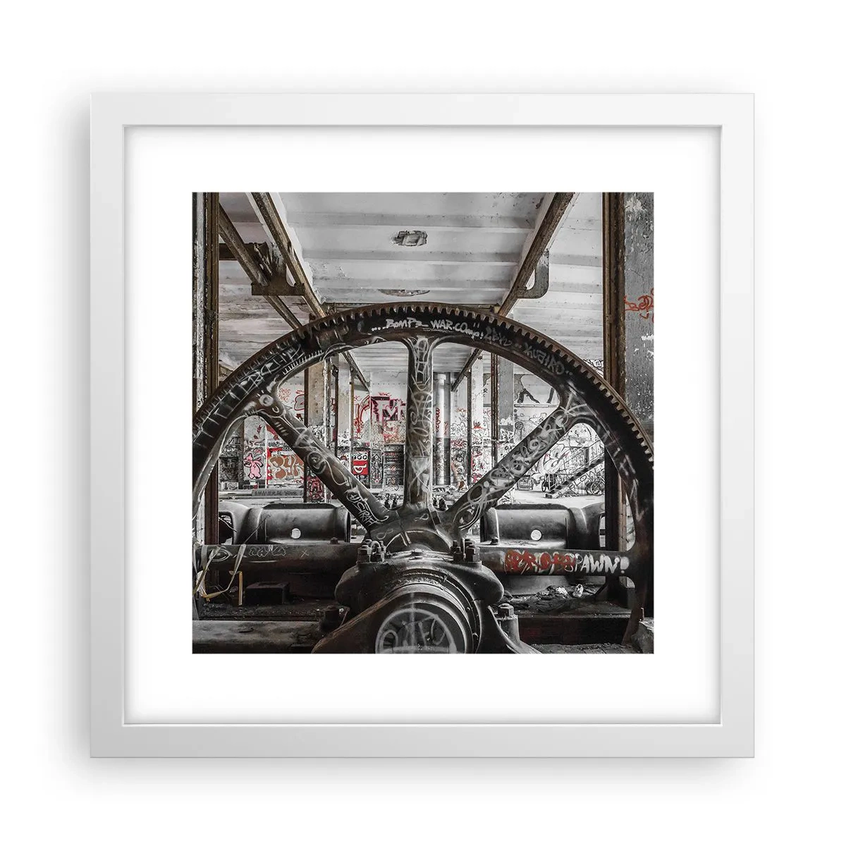 Affiche dans un cadre blanc - Poster - Vie secrète d'une usine - 30x30 cm