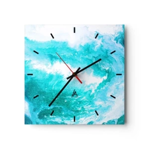 Horloge murale - Pendule murale - Tourbillon abstrait dans les tons de bleu - 30x30cm - Au coeur de l'élément - Décoration murale moderne pour le salon et la chambre ARTTOR