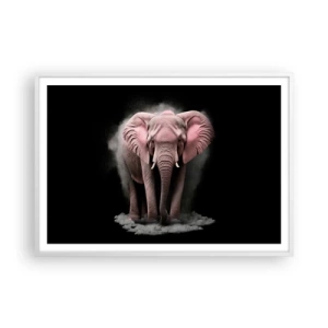 Affiche dans un cadre blanc - Poster - Ne pensez pas à un éléphant rose ! - 100x70 cm