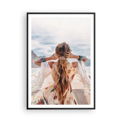 Affiche dans un cadre noir - Poster - En route vers le bonheur - 70x100 cm