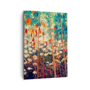 Impression sur toile - Image sur toile - Une forêt de bambous colorée aux couleurs intenses - 50x70cm - La vie secrète des feuilles - Décoration murale moderne pour le salon et la chambre ARTTOR