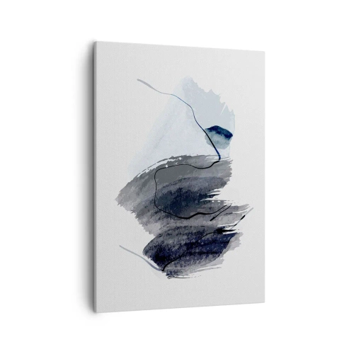 Impression sur toile - Image sur toile - Composition abstraite dans les tons de gris et de bleu - 50x70cm - Intensité et mouvement - Décoration murale moderne pour le salon et la chambre ARTTOR