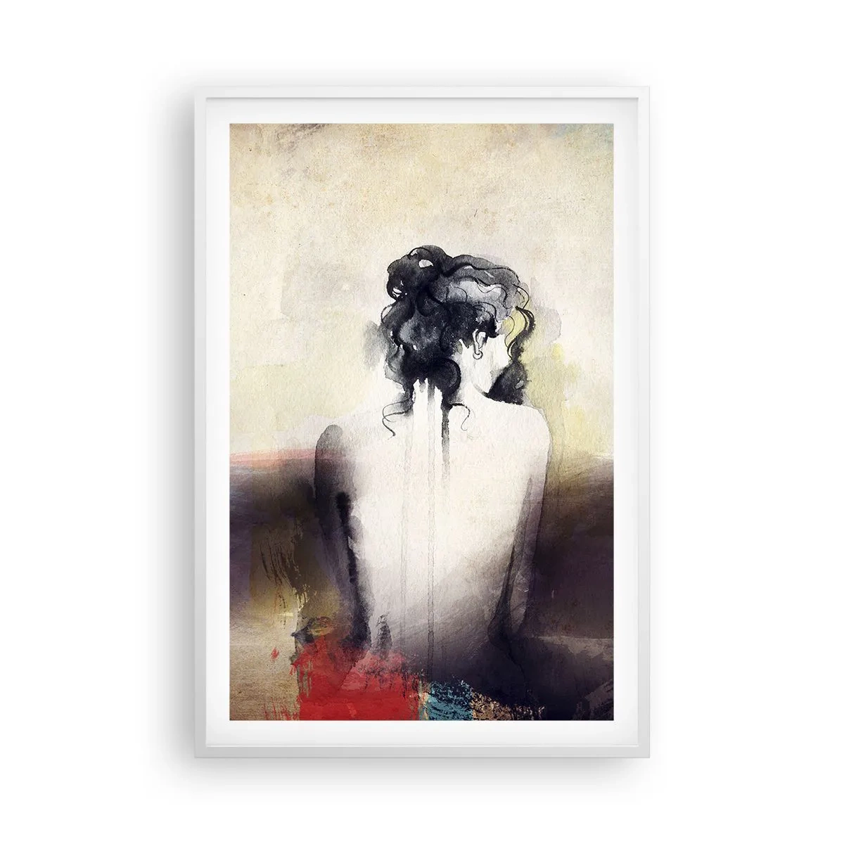 Affiche dans un cadre blanc - Poster - Lignes lisses, formes ovales - 61x91 cm