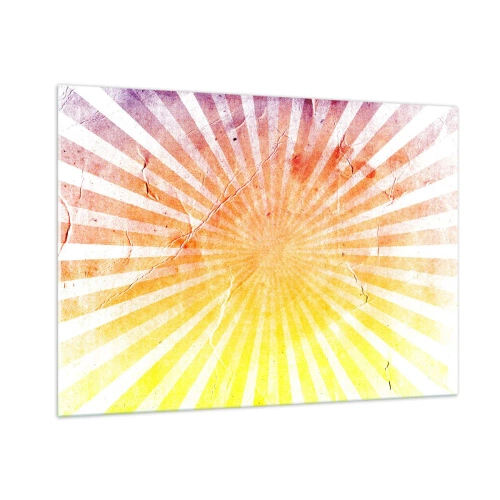 Impression sur verre - Image sur verre - Rayons du soleil levant ou couchant dans un style rétro - 100x70cm - Levant et couchant - Décoration murale moderne pour le salon et la chambre ARTTOR