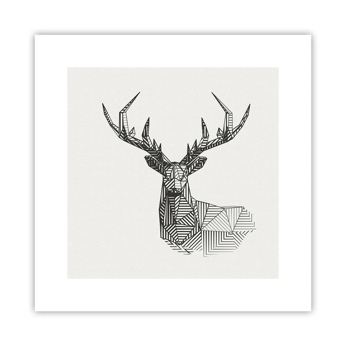 Affiche - Poster - Cerf dans un style cubique - 30x30 cm