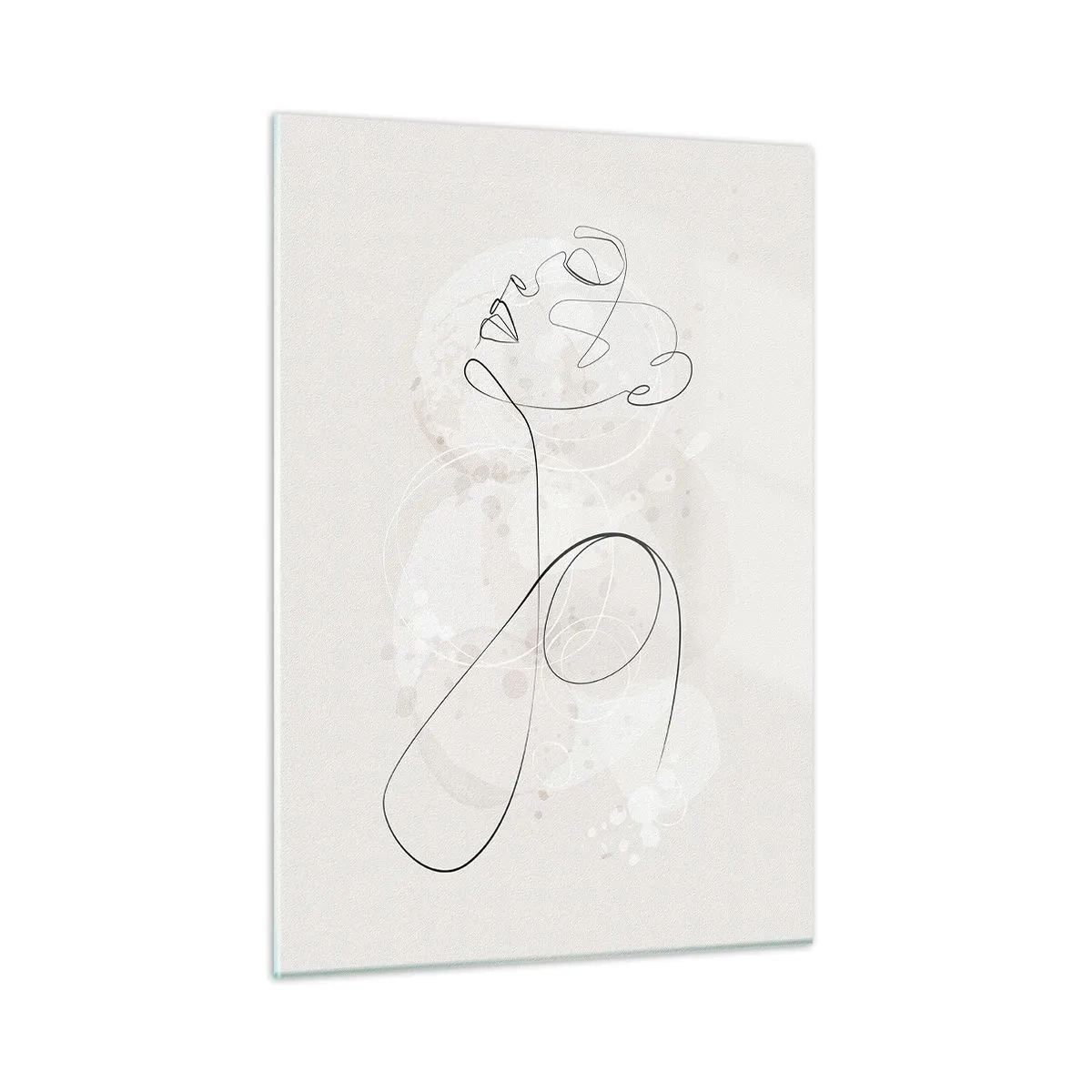 Impression sur verre - Image sur verre - Portrait abstrait dans les tons de blanc - 50x70cm - Spirale de beauté - Décoration murale moderne pour le salon et la chambre ARTTOR