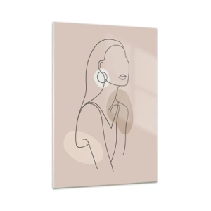 Impression sur verre - Image sur verre - Une silhouette minimaliste d'une femme sur un fond beige - 50x70cm - Icone féminin - Décoration murale moderne pour le salon et la chambre ARTTOR