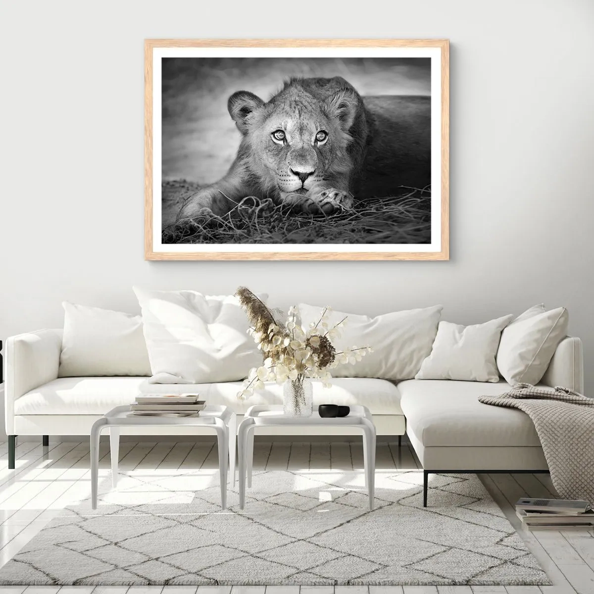 Affiche dans un chêne clair - Poster - Chiot royal - 100x70 cm