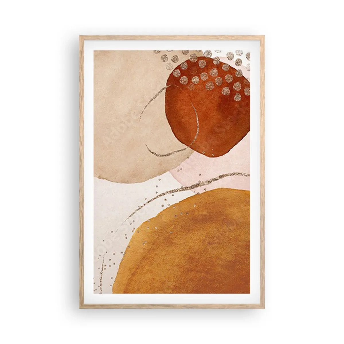 Affiche dans un chêne clair - Poster - Rondeur et mouvement - 61x91 cm