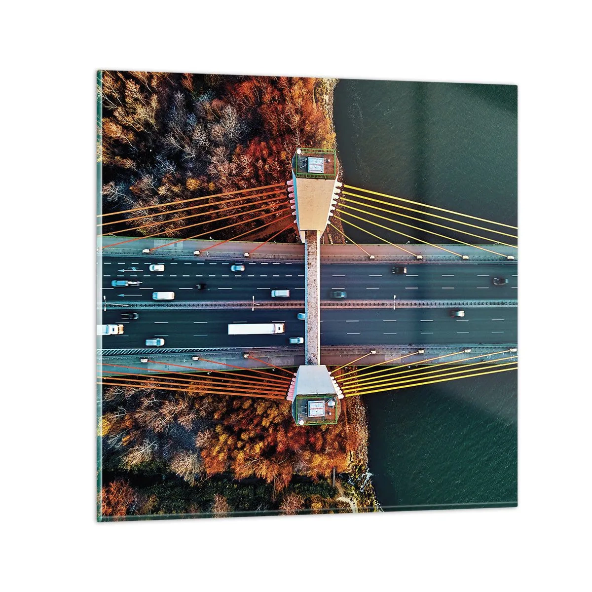 Impression sur verre - Image sur verre - Au dessus de l'eau et de la forêt - 70x70 cm