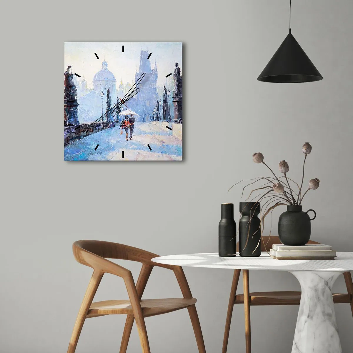 Horloge murale - Pendule murale - La pluie a dû nous charmer - 40x40 cm