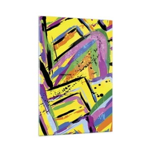 Impression sur verre - Image sur verre - Abstraction vivante aux couleurs vives et aux formes dynamiques - 80x120cm - Jusqu'à ce qu'il crie de joie - Décoration murale moderne pour le salon et la chambre ARTTOR