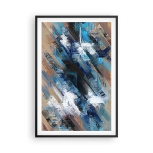 Affiche dans un cadre noir - Poster - Diagonale de bleus - 61x91 cm