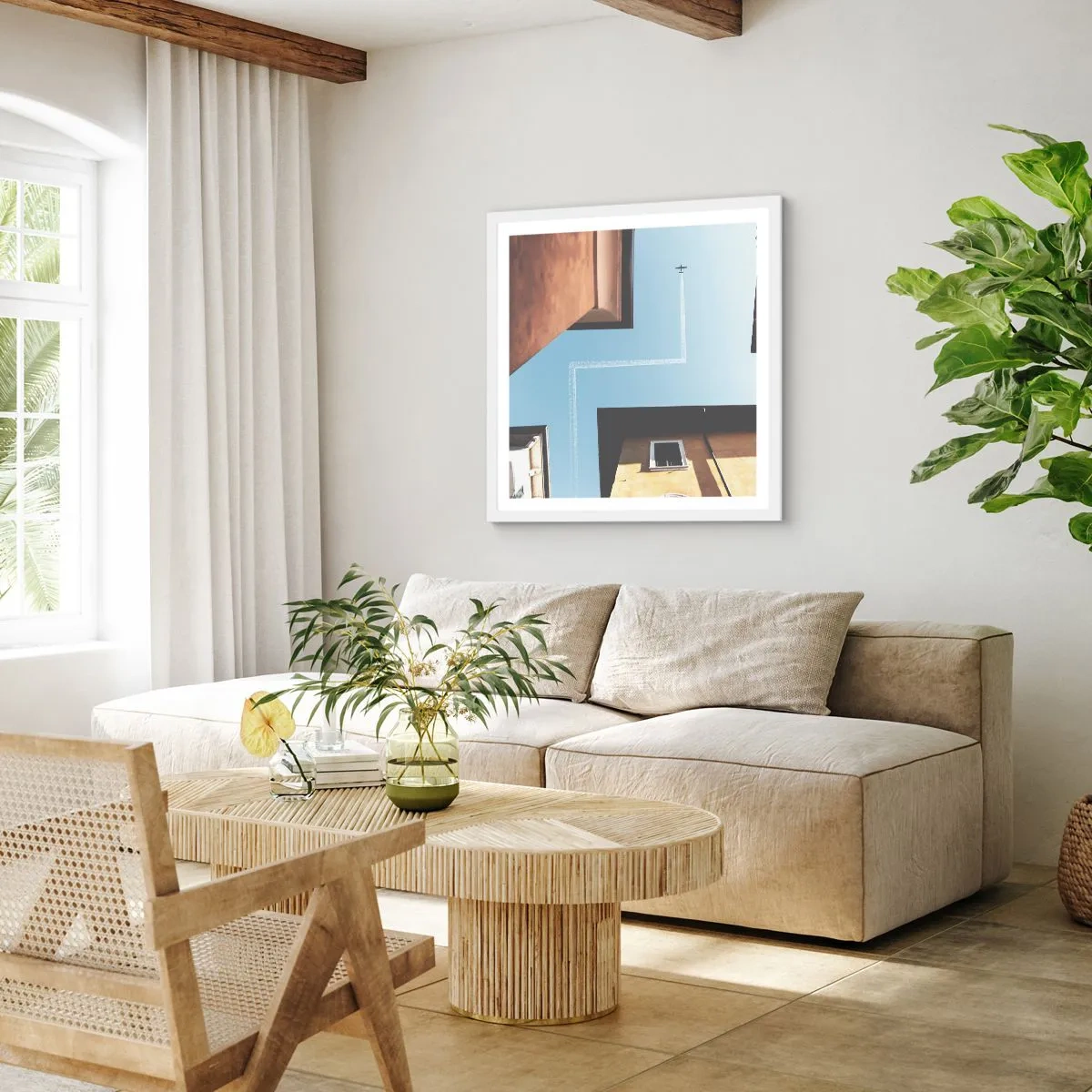 Affiche dans un cadre blanc - Poster - Au-dessus du labyrinthe de la ville - 30x30 cm