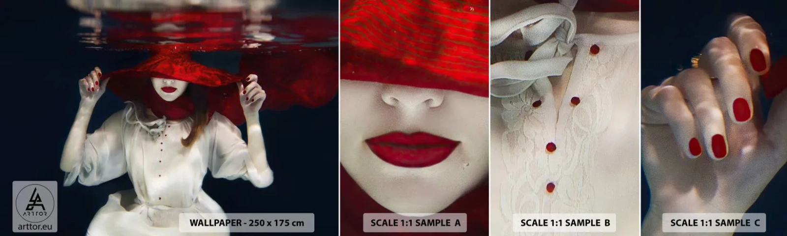 Échantillon De Papier Peint Standard Eco - Femme mystérieuse - Abstraction, Femme au chapeau, Morceau - 100x30 cm