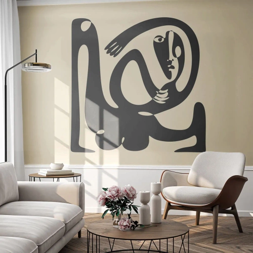 Papier peint sur mesure Premium Sand - Presque du Picasso - Abstraction, Morceau, Graphique