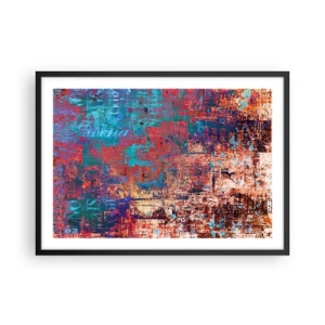 Affiche dans un cadre noir - Poster - Une composition abstraite avec un mélange de couleurs intenses. - 70x50cm - Mémoire et oubli - Décoration murale moderne pour le salon et la chambre ARTTOR