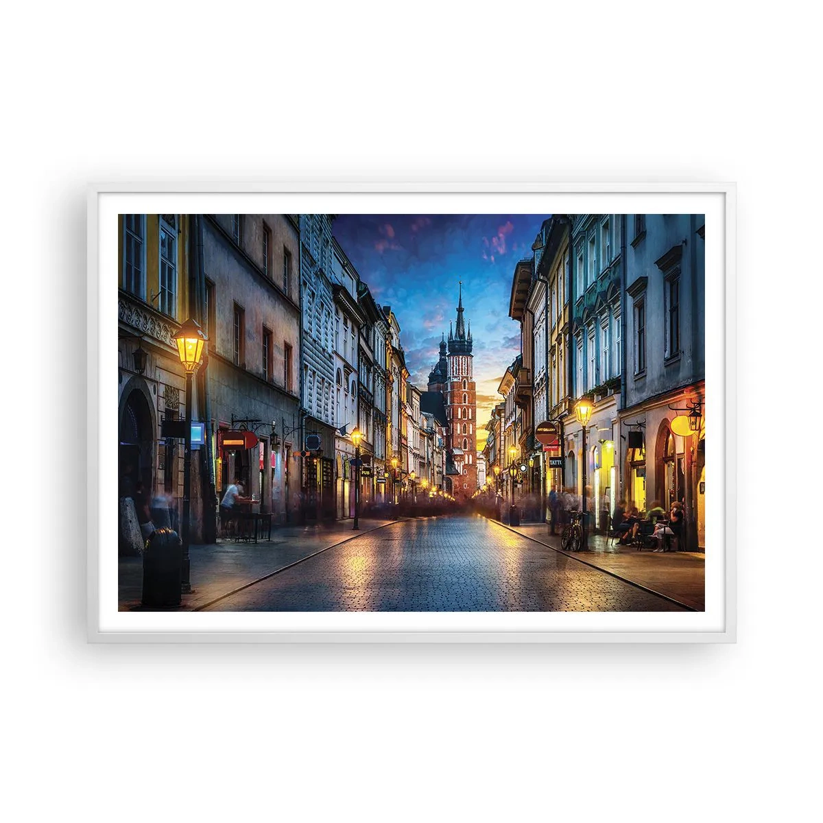 Affiche dans un cadre blanc - Poster - La magie de Cracovie - 100x70 cm