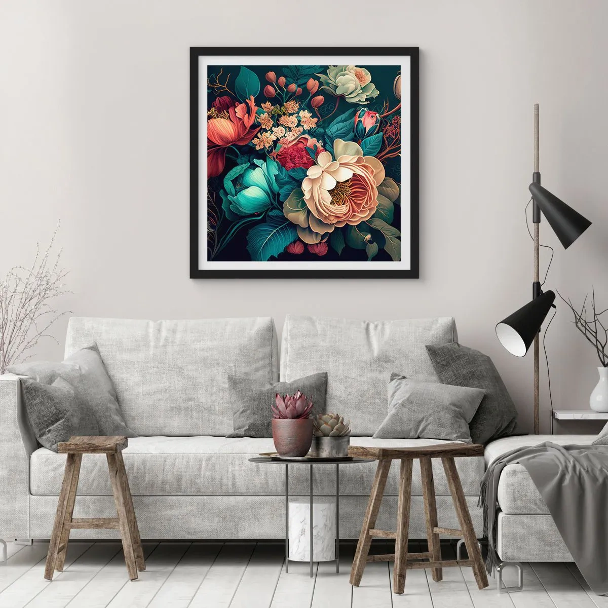 Affiche dans un cadre noir - Poster - le charme du 19ème siècle - 30x30 cm